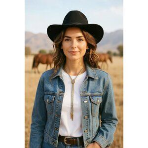 Bolo Western Tie Turquoise  Gold Nylon Cord Brass Tips Polished Ammonite Fossil